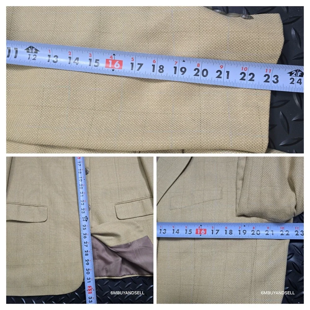 Jones New York‎ Silk Wool Blazer 44R Tan Sport Coat Classic Tailored Jacket